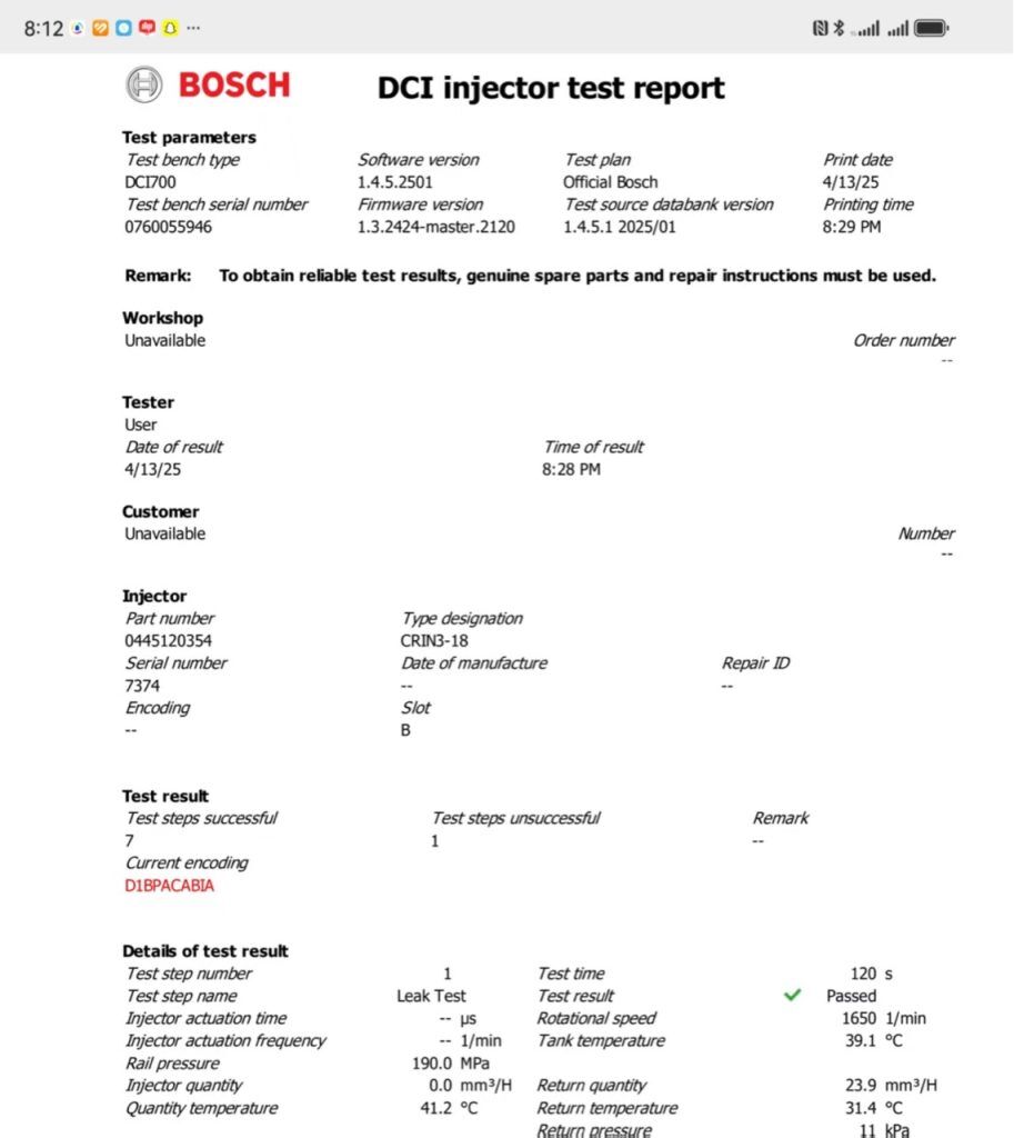 Diesel Injector Testing with Bosch DCI | Engins World